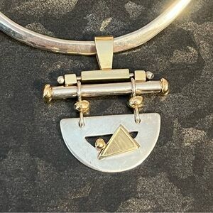 Jayne DeMarcay 14k Gold Sterling Silver Triangle Pendant Handmade Artisan Mod